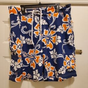 Vintage Mens Orange Board Shorts Size 38